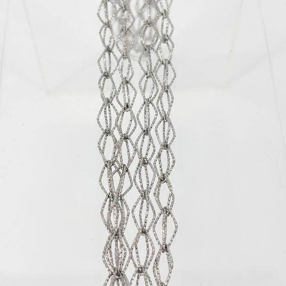 Natasha Silver-tone Woven Link Necklace – 36" Length, Two Strand, Textured Links - Picture 6 of 7